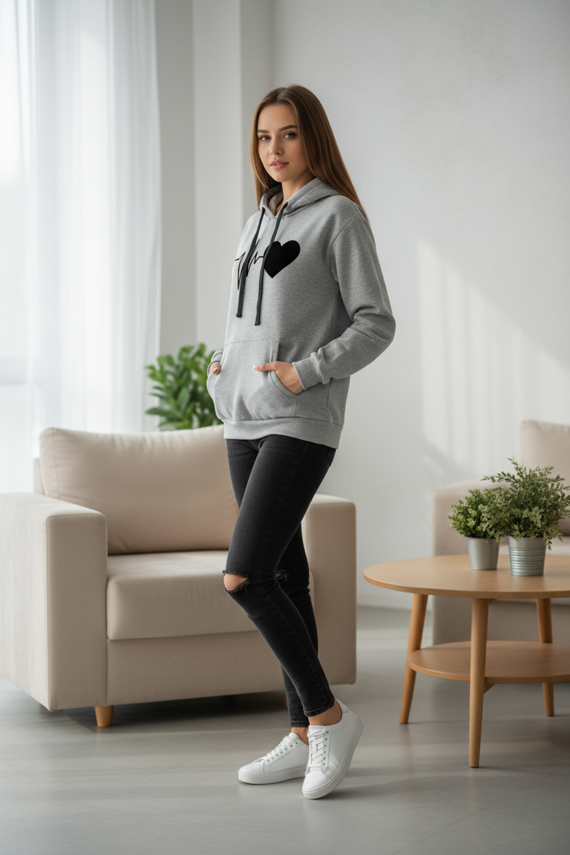 Betty LoveLine Hoodie in Grey