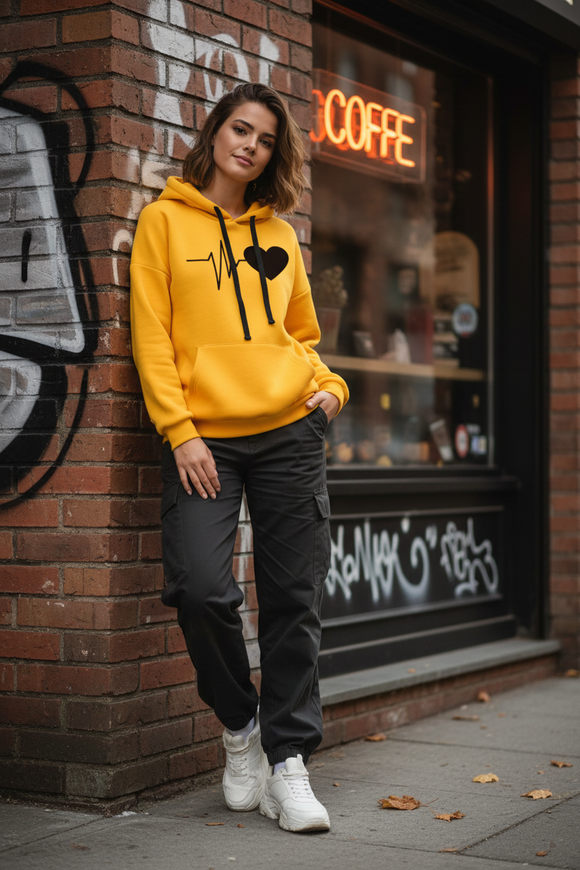 Betty LoveLine Hoodie in Yellow