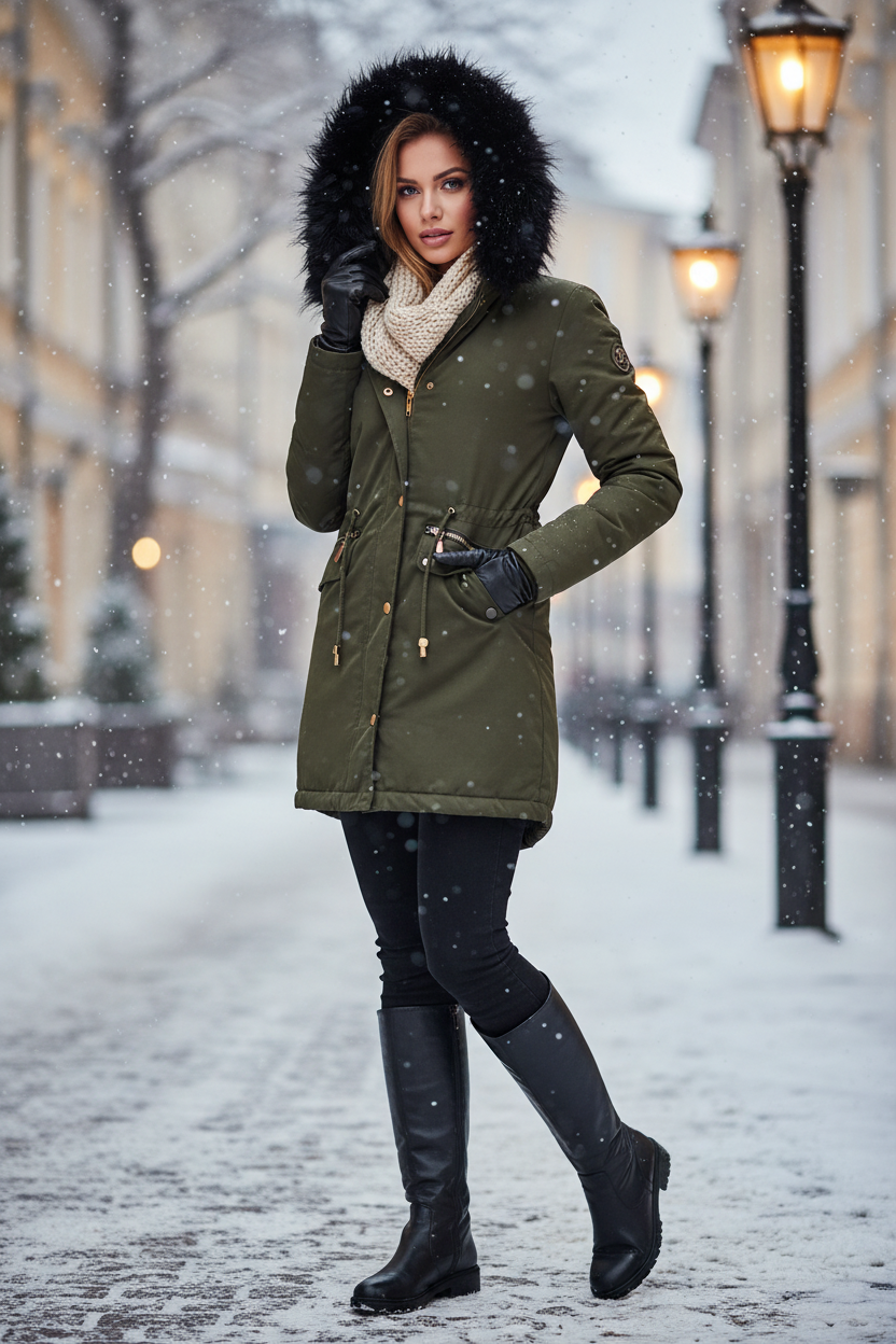 Betty Luxe Winter Coat in Army Green