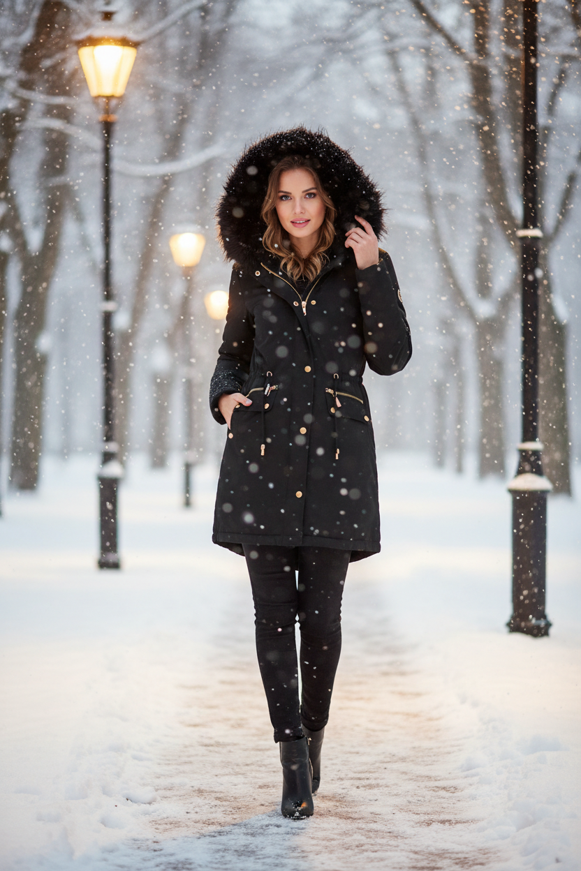 Betty Luxe Winter Coat in Black