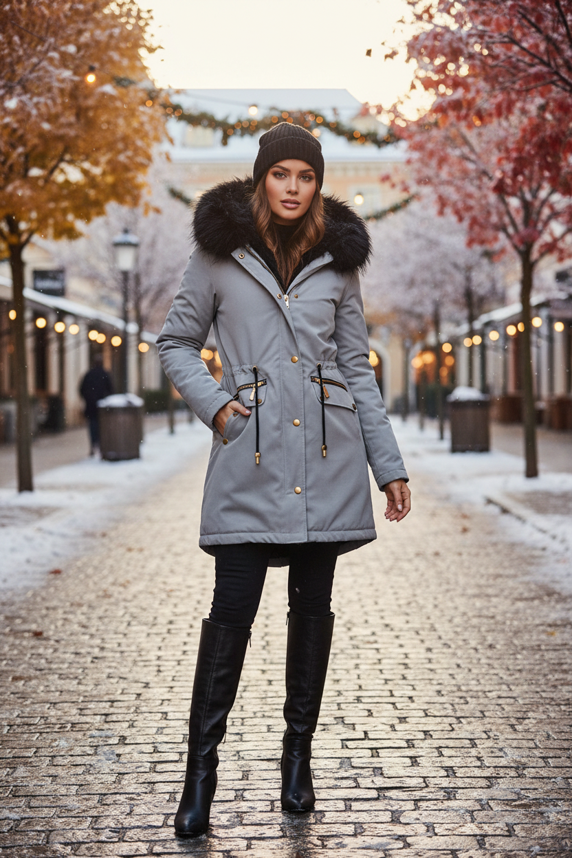 Betty Luxe Winter Coat in Grey