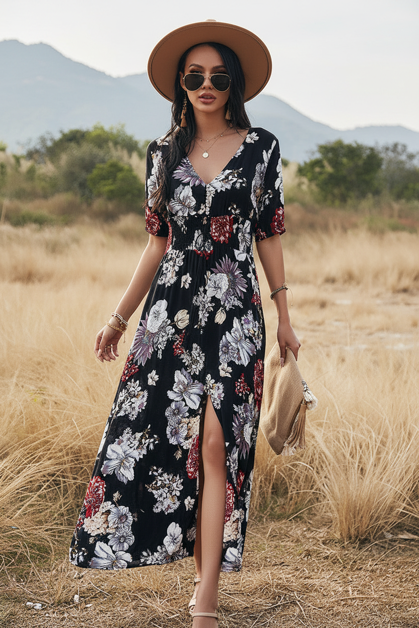 BoopBloom Maxi Dress in Black