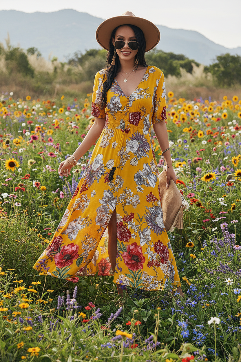 BoopBloom Maxi Dress in Yellow