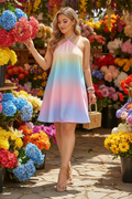 BoopBreeze Halter Dress - Rainbow