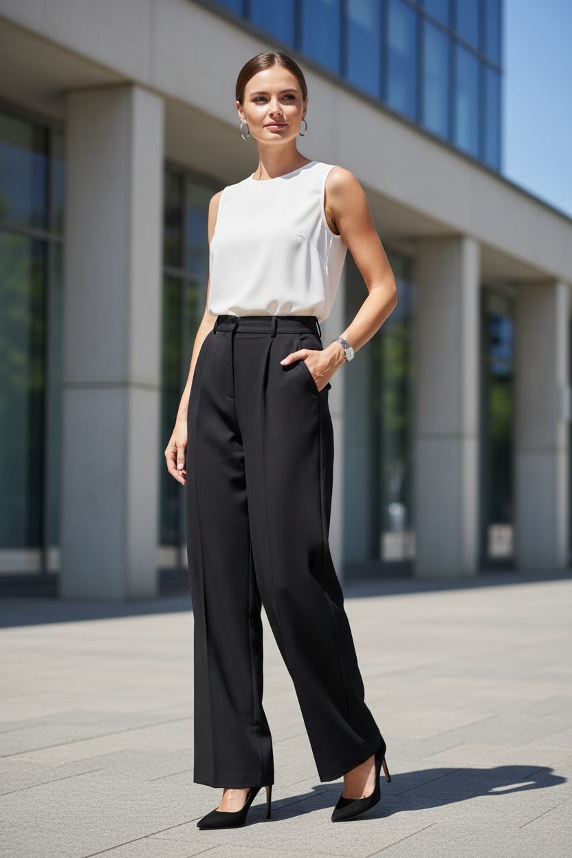 BoopLuxe Wide-Leg Trousers in Black
