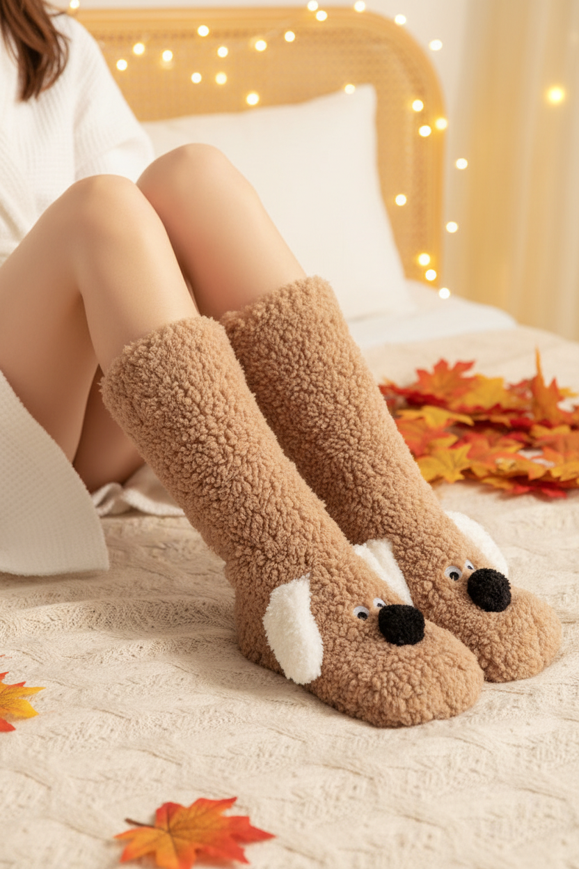BoopWarm Puppy Socks - Coffee Dog cosy